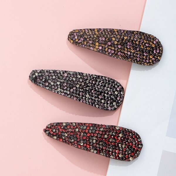 

3pcs Rhinestone Decor Hair Clip, Multicolor