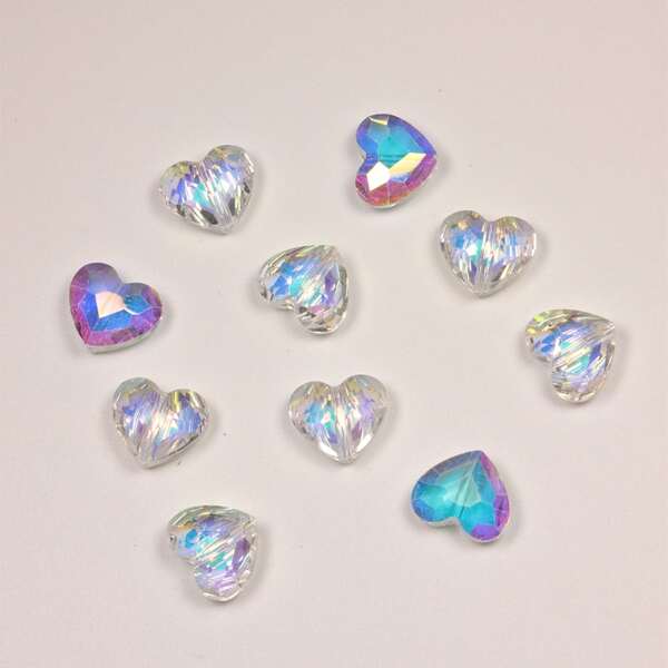

10pcs Heart Bead DIY Jewelry Accessories, Clear