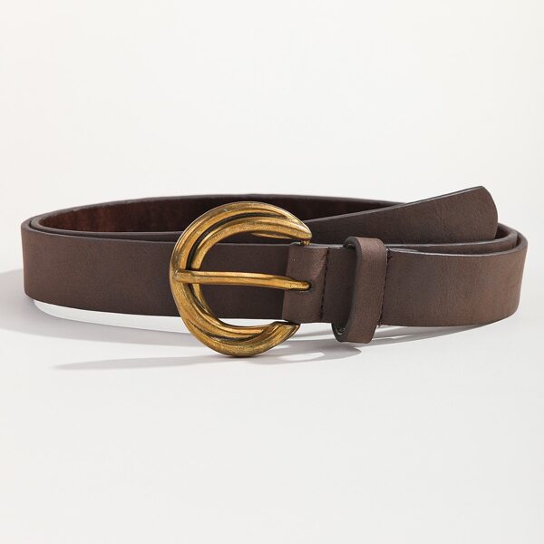 

1pc Metal Buckle Belt With 1pc Hole Puncher, Khaki
