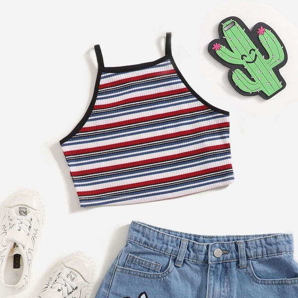 

Girls Striped Print Cami Top, Multicolor
