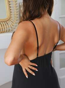 SHEIN X Stephanie Durant Solid Flounce Hem Cami Dress - Black - View 2