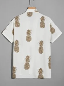 Manfinity VCAY 男士鳳梨印花襯衫 - 白色 - 查看 3