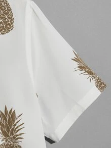 Manfinity VCAY 男士鳳梨印花襯衫 - 白色 - 查看 4