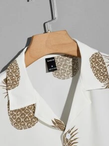 Manfinity VCAY 男士鳳梨印花襯衫 - 白色 - 查看 5