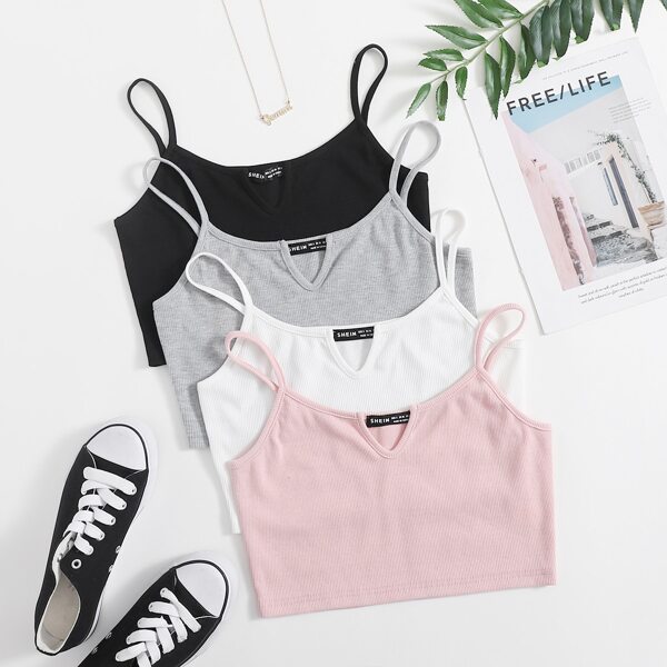 

Plus 4pcs Crop Cami Top, Multicolor