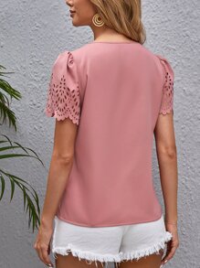 SHEIN Clasi Top ribete en abanico cortado láser - Rosa - Ver 2
