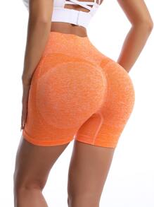 Yoga Basic Softness Wideband Waist Sports Shorts - Orange - View 3