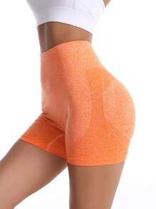 Yoga Basic Softness Wideband Waist Sports Shorts - Orange - View 4