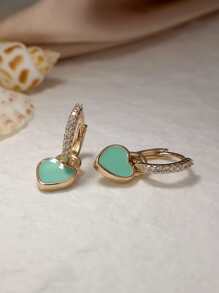 Heart Drop Earrings Valentines,Mom,Mother,Mother's Day,Gift - Green - View 2