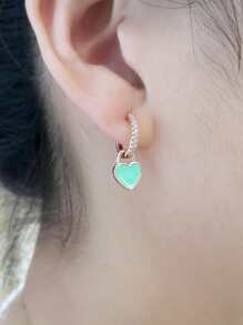 Heart Drop Earrings Valentines,Mom,Mother,Mother's Day,Gift - Green - View 4