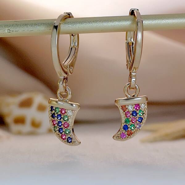 

Zircon Decor Earrings, Multicolor