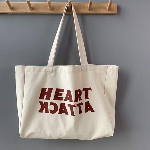 

Letter Graphic Tote Bag, Beige
