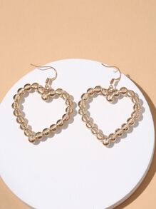 Faux Pearl Decor Heart Drop Earrings - White - View 2
