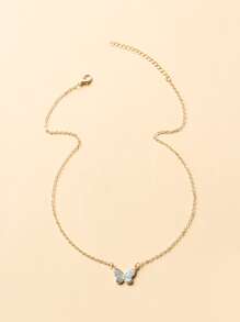 水钻蝴蝶装饰项链 - 金黃色 - 查看 3