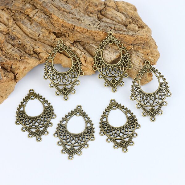 

6pcs Hollow Out Alloy DIY Jewelry Accessories, Bronze