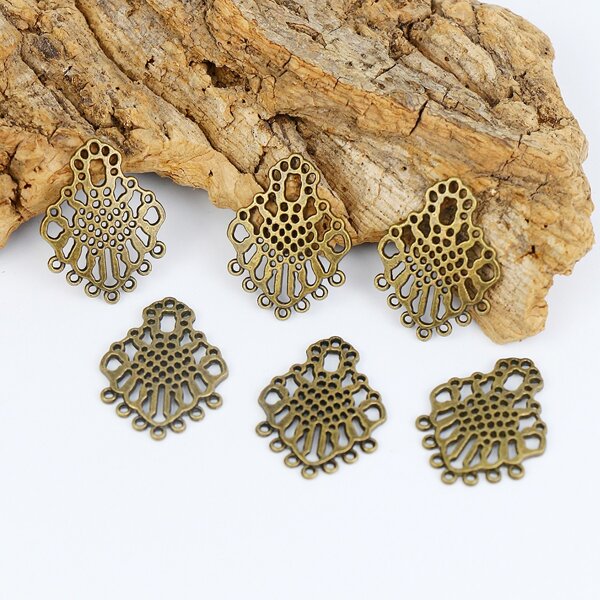

6pcs Hollow Out Alloy DIY Jewelry Accessories, Bronze