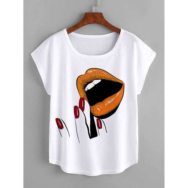 

Figure Graphic Batwing Sleeve Tee, White