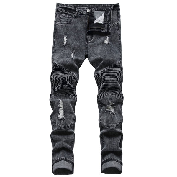 

Men Ripped Frayed Skinny Jeans, Dark grey