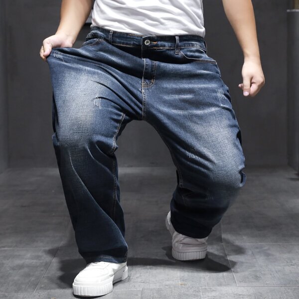 

Men Ripped Washed Straight Leg Jeans, Dark wash