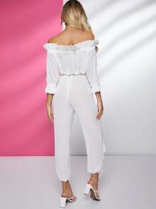 Ji Yeon Lee Áo liền quần Cắt ra Xù màu trơn Boho - trắng - Xem 2