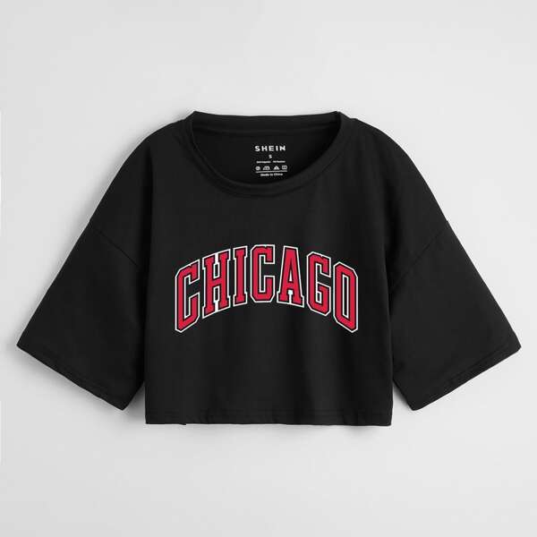 

Letter Graphic Drop Shoulder Tee, Black
