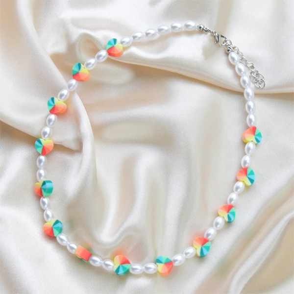 

Faux Pearl Beaded Necklace, Multicolor