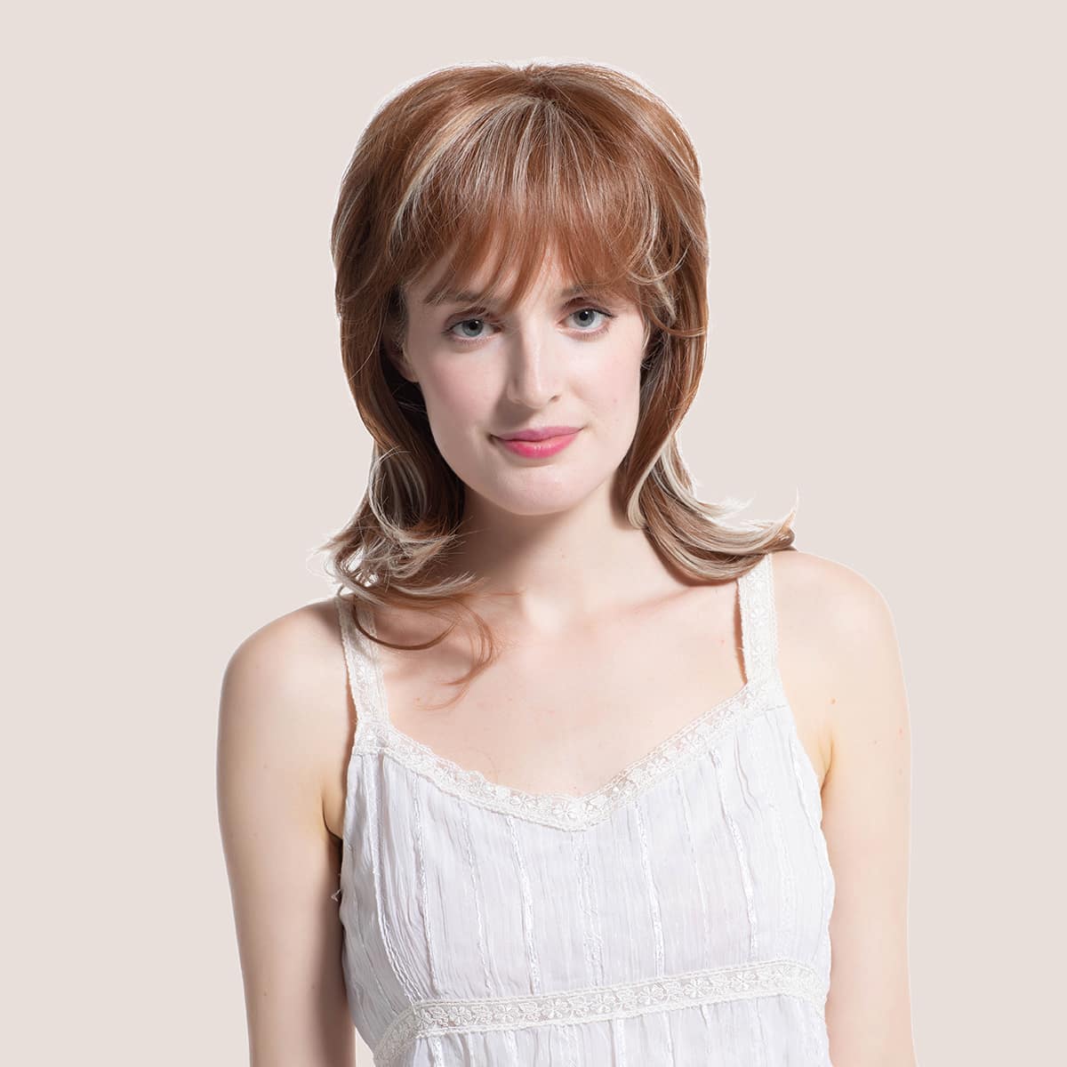 

Natural Curly Wig With Bangs, Multicolor