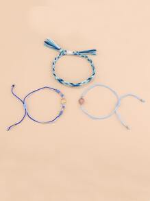 3 件/套波西米亞風格手工編織手鍊 - 彩色 - 查看 2