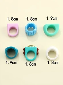 6pcs Chunky Ring - Multicolor - View 2