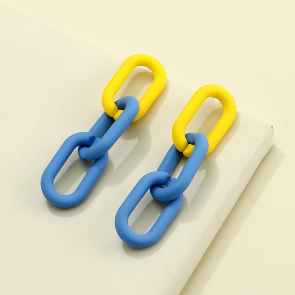 

Chain Design Drop Earrings, Multicolor