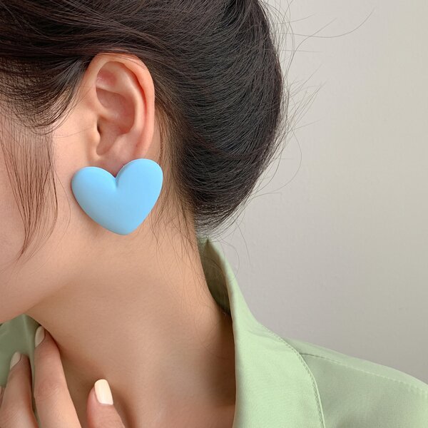 

Heart Stud Earrings, Blue