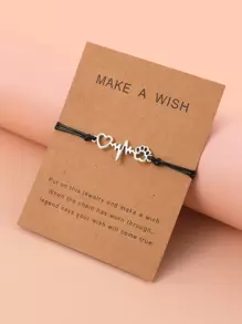 1 chiếc vòng tay bện hình bàn chân chó và trái tim có thể điều chỉnh bằng dây đen Trang sức tay Trang sức quan hệ Quà tặng Valentine, Mẹ, Mẹ, Ngày của Mẹ, Quà tặng - màu đen - Xem 2