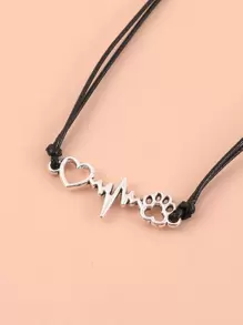 1 chiếc vòng tay bện hình bàn chân chó và trái tim có thể điều chỉnh bằng dây đen Trang sức tay Trang sức quan hệ Quà tặng Valentine, Mẹ, Mẹ, Ngày của Mẹ, Quà tặng - màu đen - Xem 4