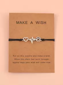 1 chiếc vòng tay bện hình bàn chân chó và trái tim có thể điều chỉnh bằng dây đen Trang sức tay Trang sức quan hệ Quà tặng Valentine, Mẹ, Mẹ, Ngày của Mẹ, Quà tặng - màu đen - Xem 5