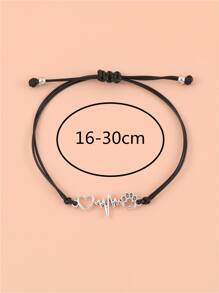 1 chiếc vòng tay bện hình bàn chân chó và trái tim có thể điều chỉnh bằng dây đen Trang sức tay Trang sức quan hệ Quà tặng Valentine, Mẹ, Mẹ, Ngày của Mẹ, Quà tặng - màu đen - Xem 6