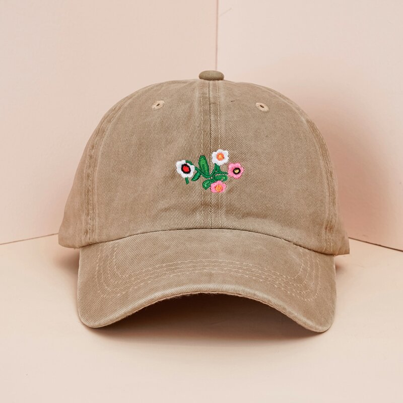 

Guys Flower Embroidery Baseball Cap, Khaki