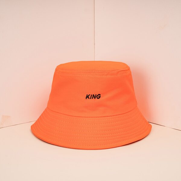 

Men Letter Embroidered Bucket Hat, Burnt orange