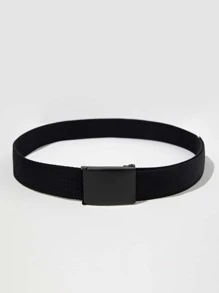 男士極簡風格軟帶腰帶 - 黑色 - 查看 2