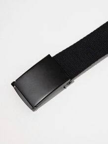 男士極簡風格軟帶腰帶 - 黑色 - 查看 3