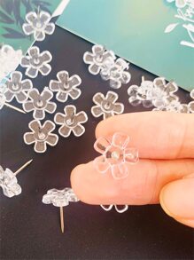 100 cái Clear Flower Thumbtack - Trong sáng - Xem 1