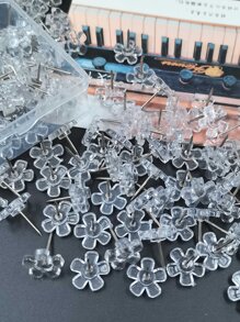 100 cái Clear Flower Thumbtack - Trong sáng - Xem 5