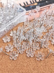 100 cái Clear Flower Thumbtack - Trong sáng - Xem 6