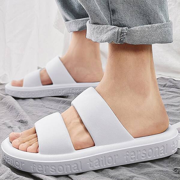 

Men Minimalist Letter Graphic Slides, White
