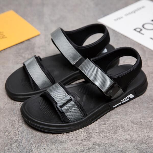 

Men Minimalist Buckle Decor Sports Sandals, Grey
