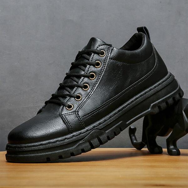 

Men Minimalist Lace Up Front Dress Shoes, Black