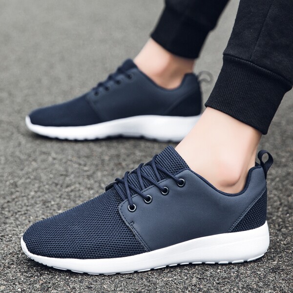 

Men Mesh Panel Running Shoes, Blue