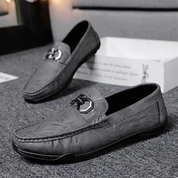 

Men Metal Decor Loafers, Grey