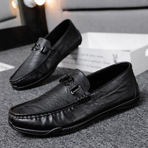 

Men Buckle Decor Loafers, Black