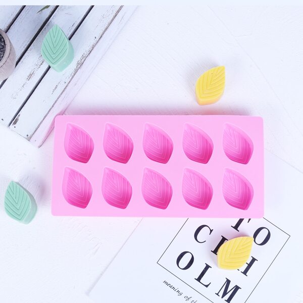 

1pc 10 Grid Leaf Pudding Mold, Pink