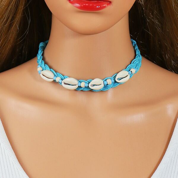 

Shell Decor Braided Choker, Multicolor